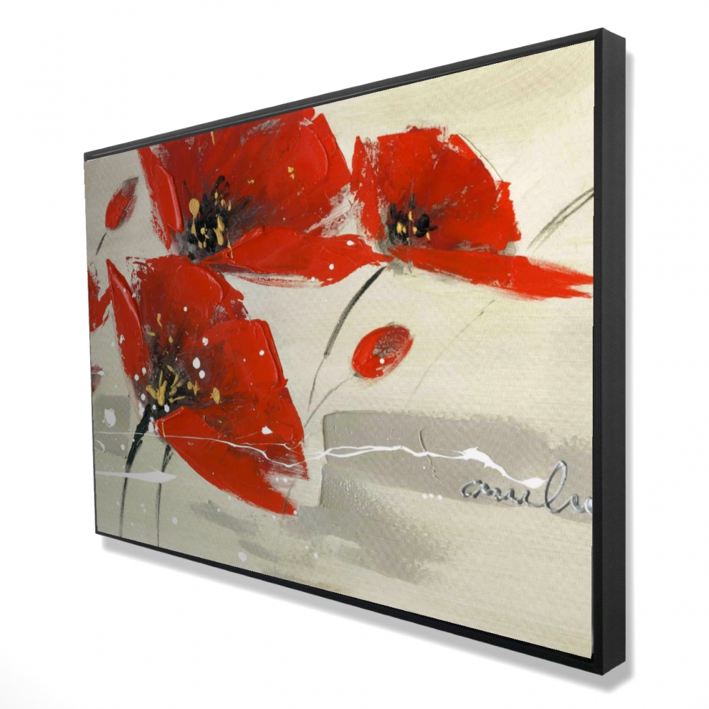 2081-2436-FL52 24 x 36 in. Abstract Red Flowers in the Wind - Framed Canvas Decor