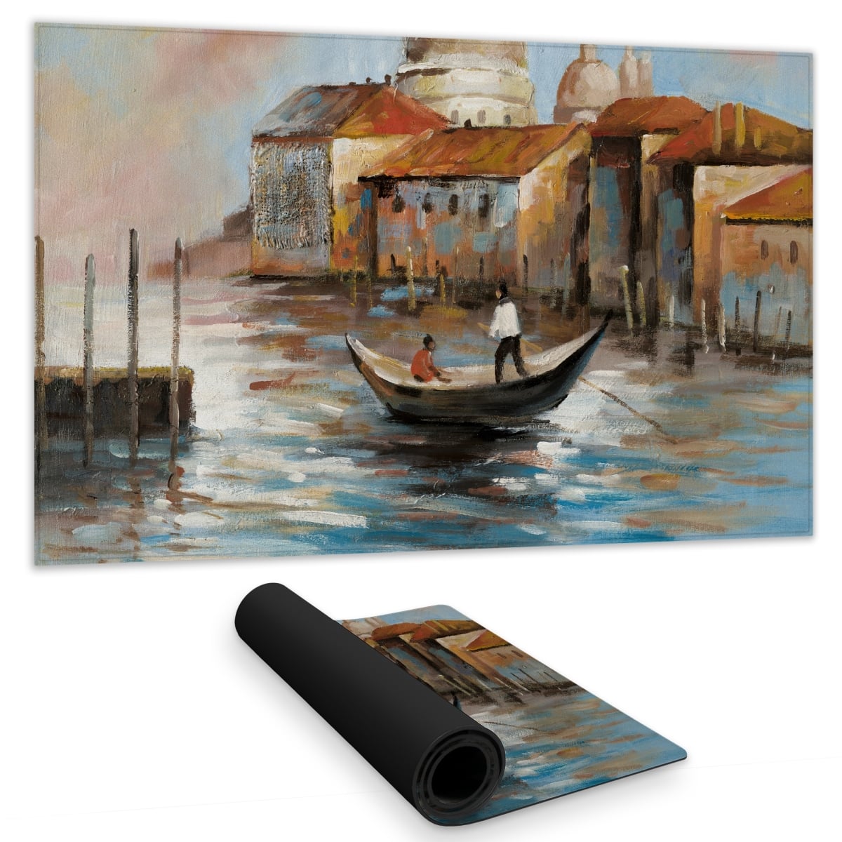 C1DM1424ZSV4U4 14 x 24 in. Two Europeans on a Gondola - Coastal Boat Gaming Mat Decor