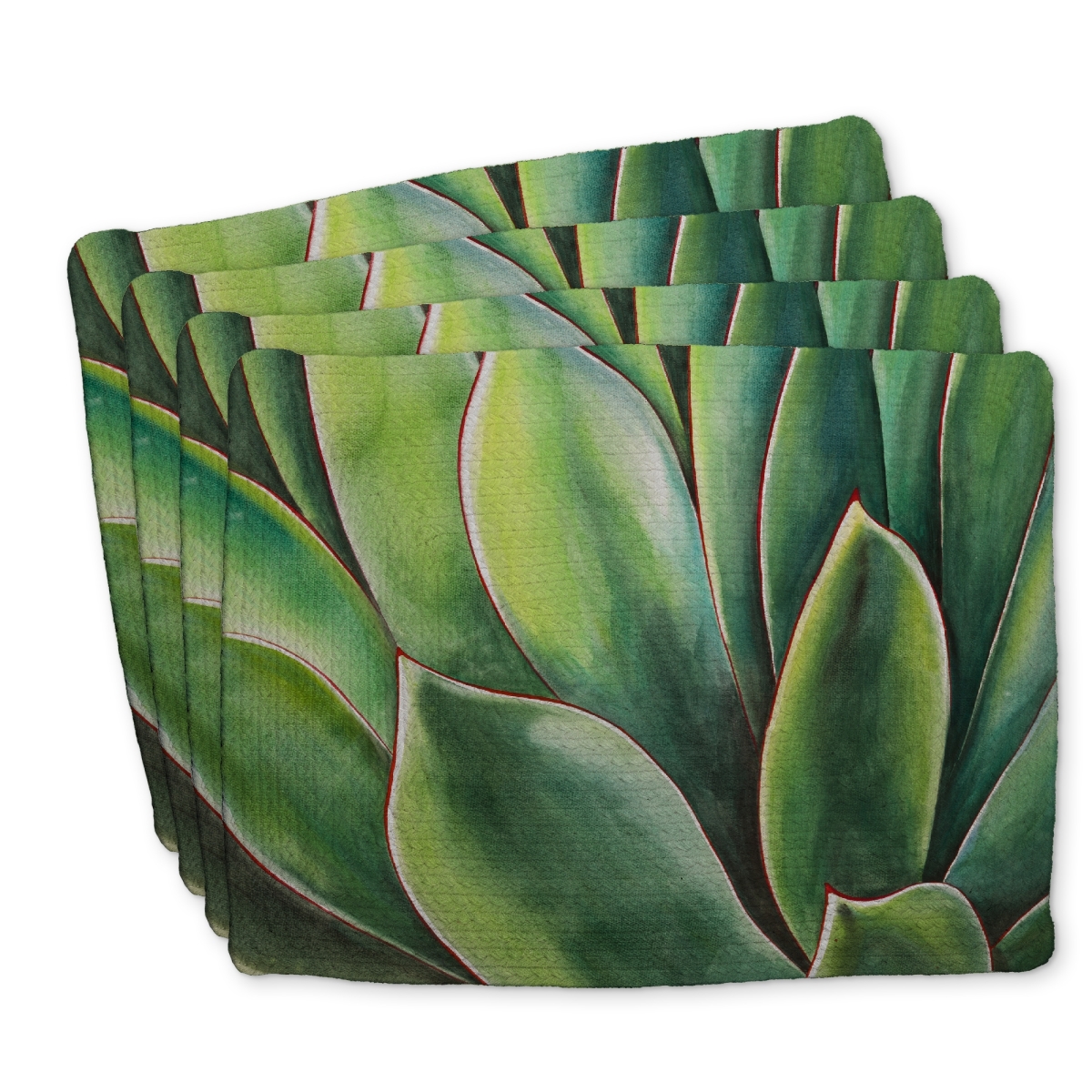 Picture of Begin Home Decor C4BP14187K7YD3 14 x 18 in. Watercolor Agave Plant Braided Polyester Placemat for Home Decor - Set of 4
