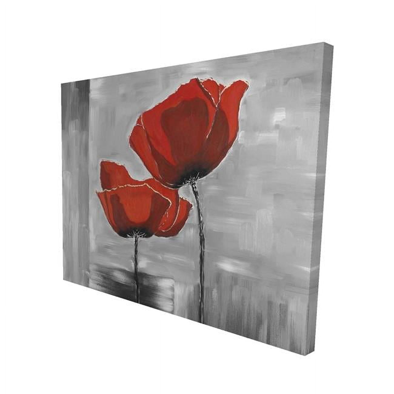 16 x 20 in. Two Red Flowers on A Greyscale Background-Print on Canvas