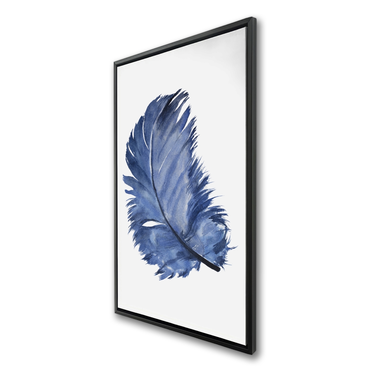 C1FC2448ASVY8A 24 x 48 in. Watercolor Blue Feather - Office Feathers Framed Canvas Art