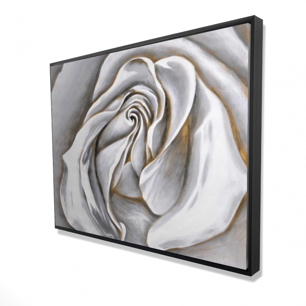 2081-3648-FL12 36 x 48 in. White Rose Delicate - Contemporary Framed Canvas Decor
