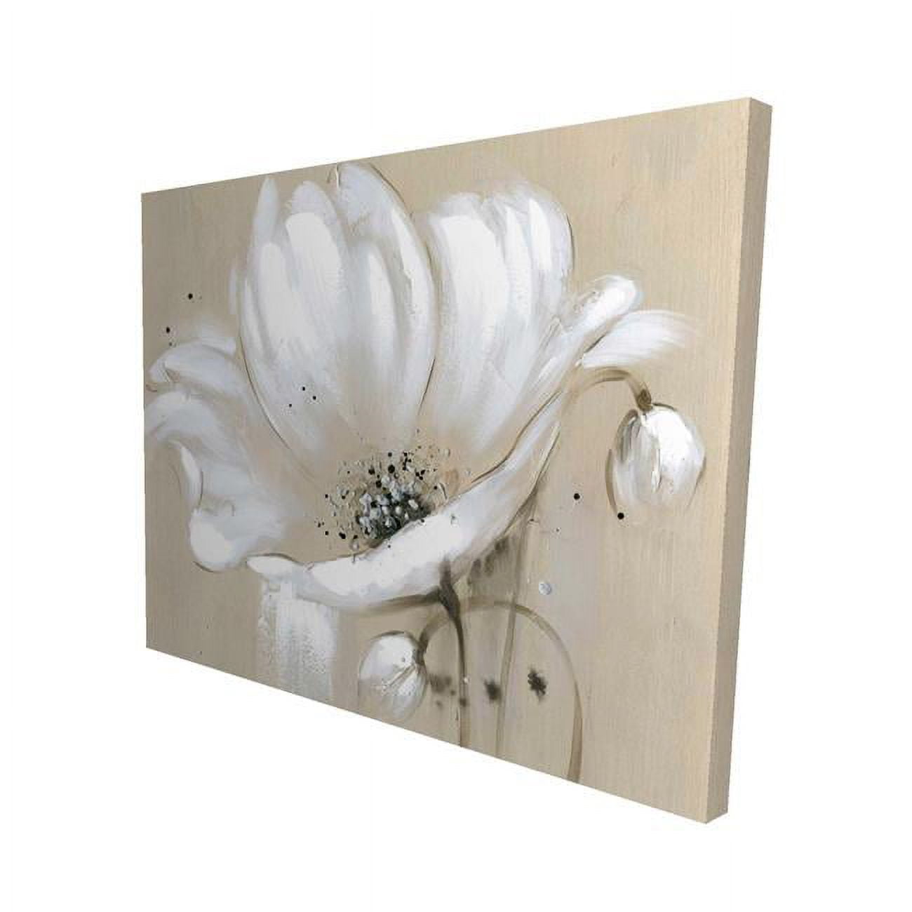16 x 20 in. White Abstract Wild Flower-Print on Canvas