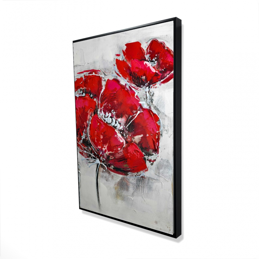 2081-3624-FL14 24 x 36 in. Abstract & Texturized Red Flowers - Modern Botanical Canvas