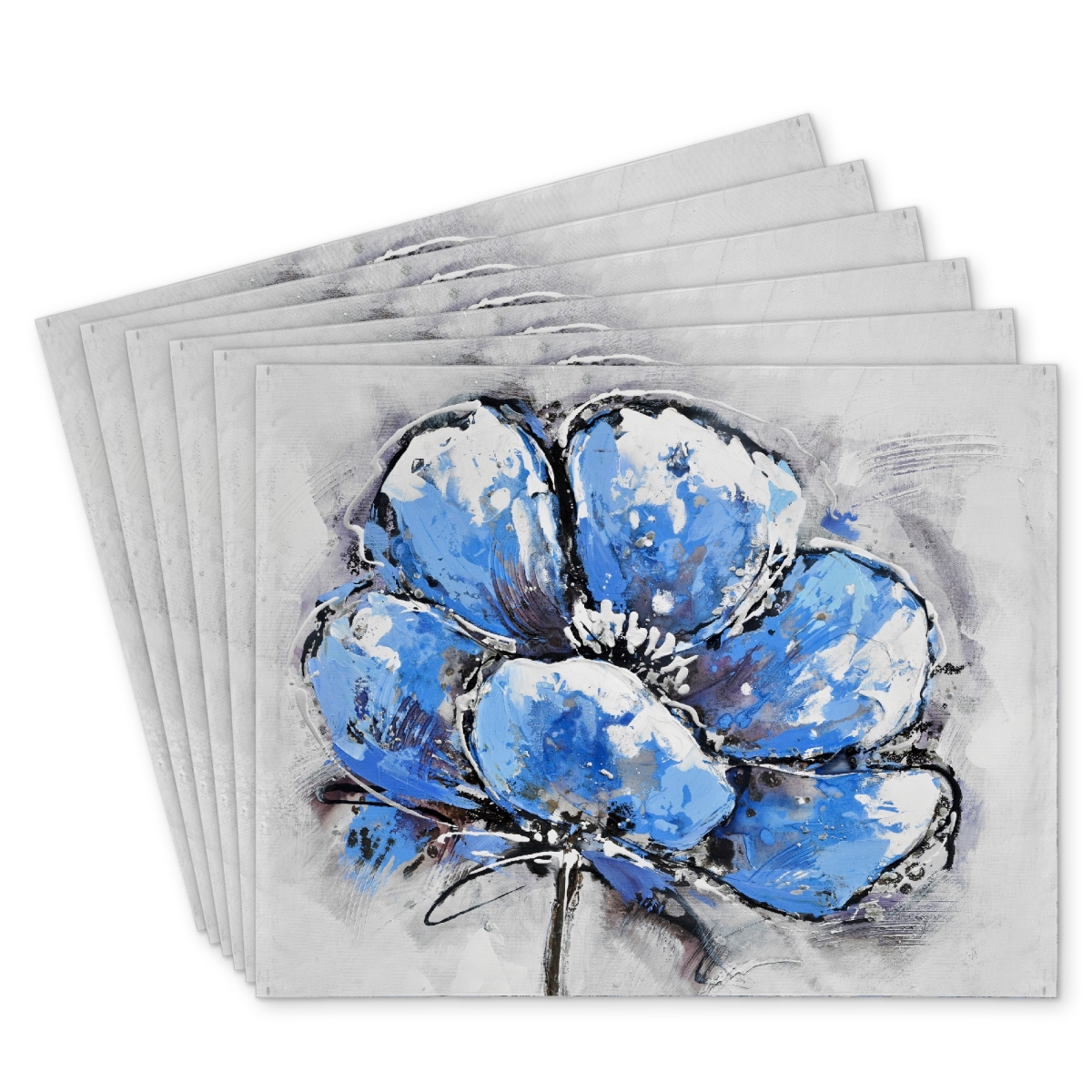 Picture of Begin Home Decor C6PP1418EAO8N0 14 x 18 in. Abstract Blue Petals Polyester Placemat - Home Decor Accent - Set of 6