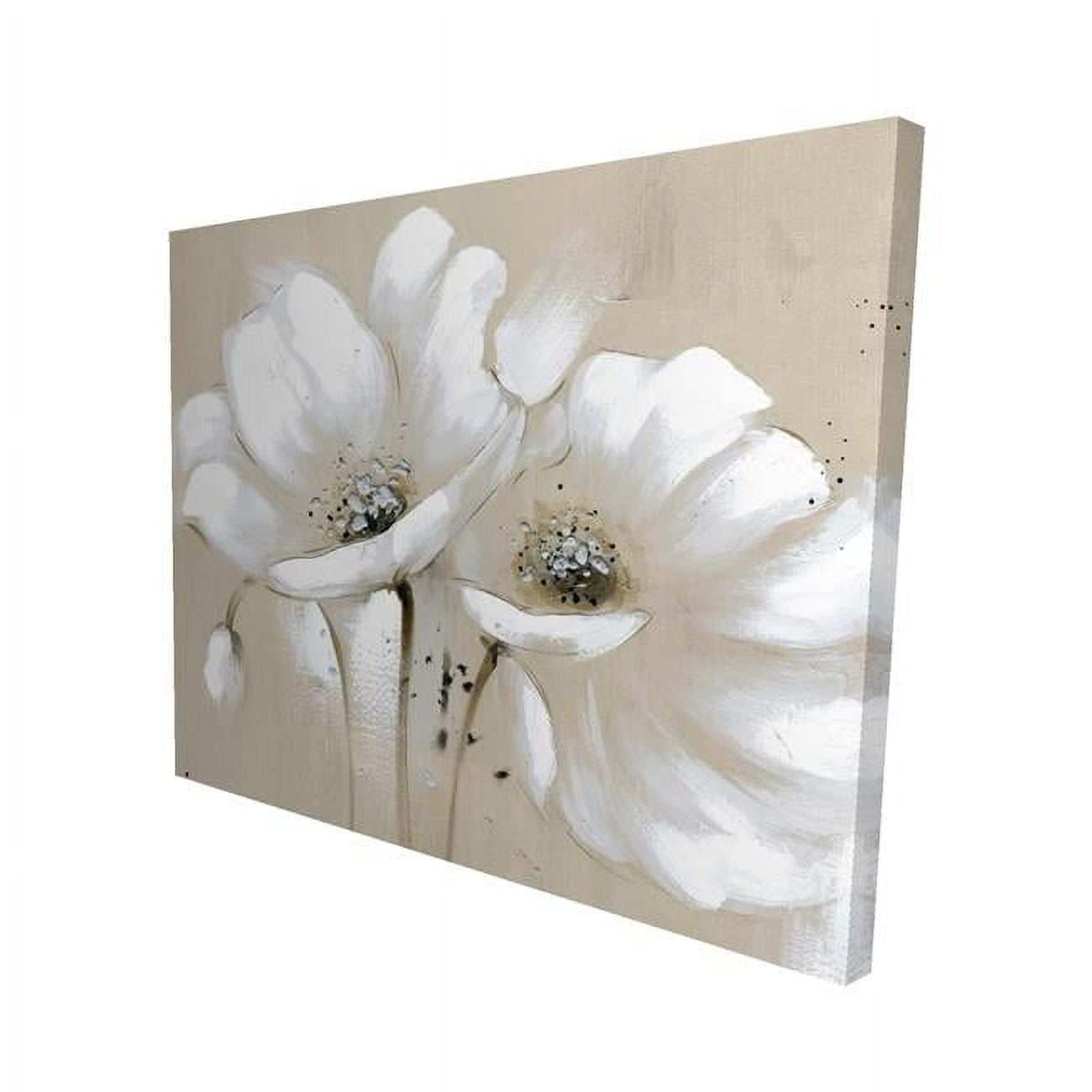 16 x 20 in. White Abstract Wild Flowers-Print on Canvas