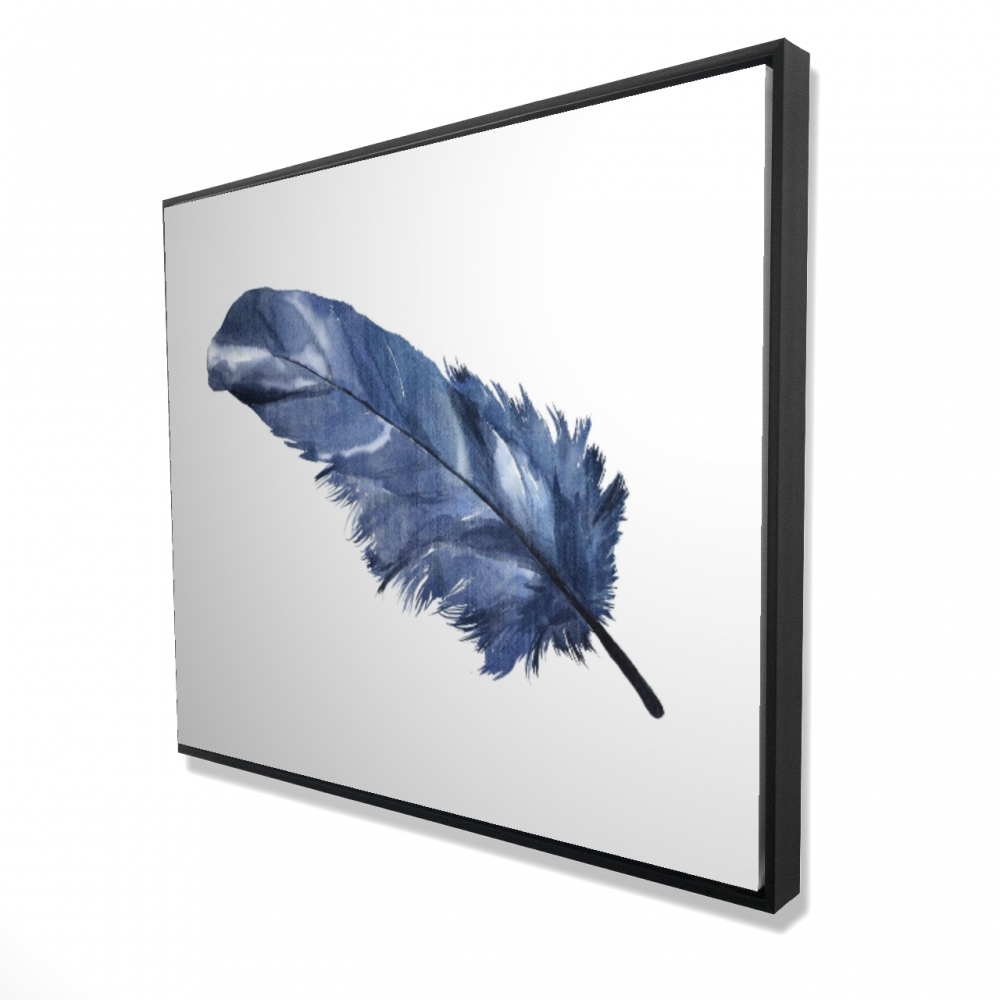 2081-4860-AN428 48 x 60 in. Blue Feather - Framed Canvas for Home Decor - Office Decor