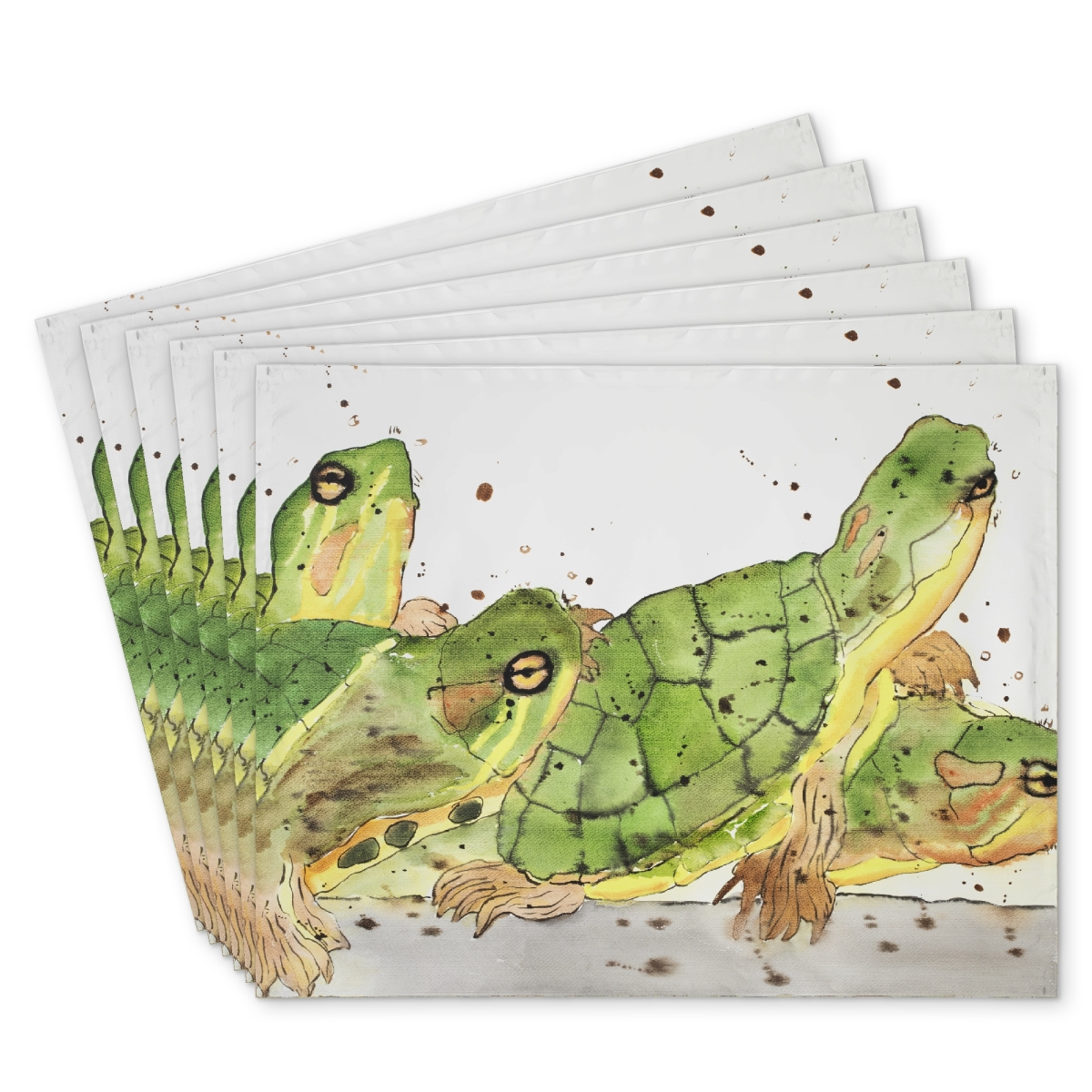 Picture of Begin Home Decor C6PP141896PEEZ 14 x 18 in. Small Aquatic Turtles Polyester Placemat for Home Decor - Set of 6