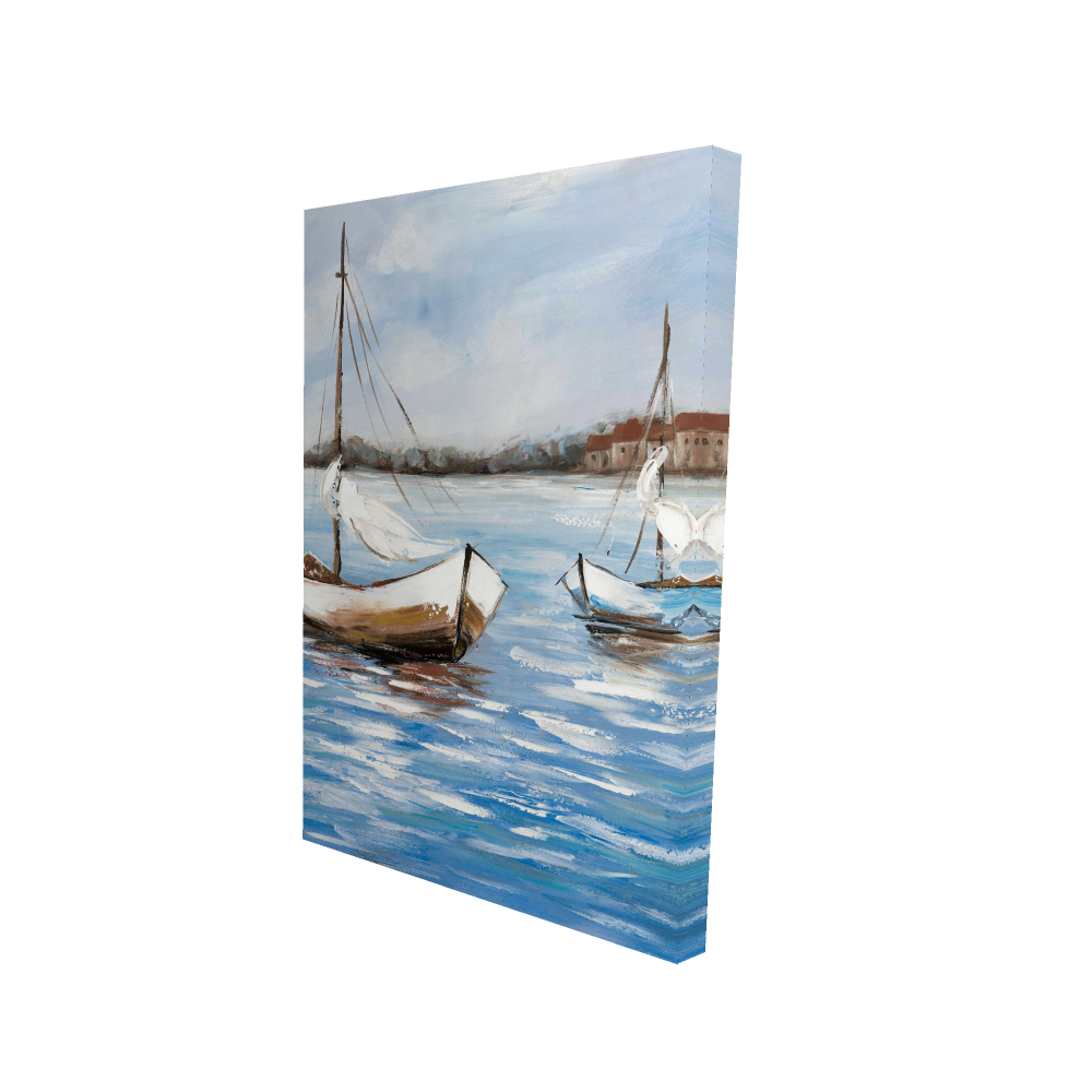 2080-3624-CO1 24 x 36 in. Two Boats on the Water - Coastal Canvas for Home Decor