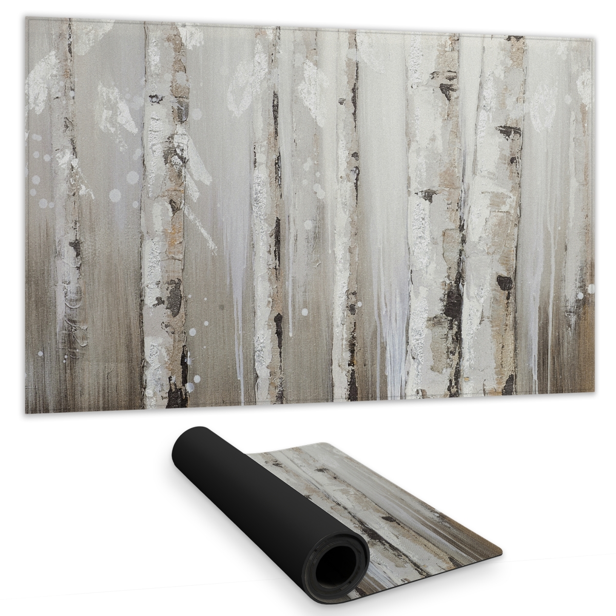 C1DM1424EFQUZS 14 x 24 in. White Birches on Gray Background - Rustic White Gaming Mat