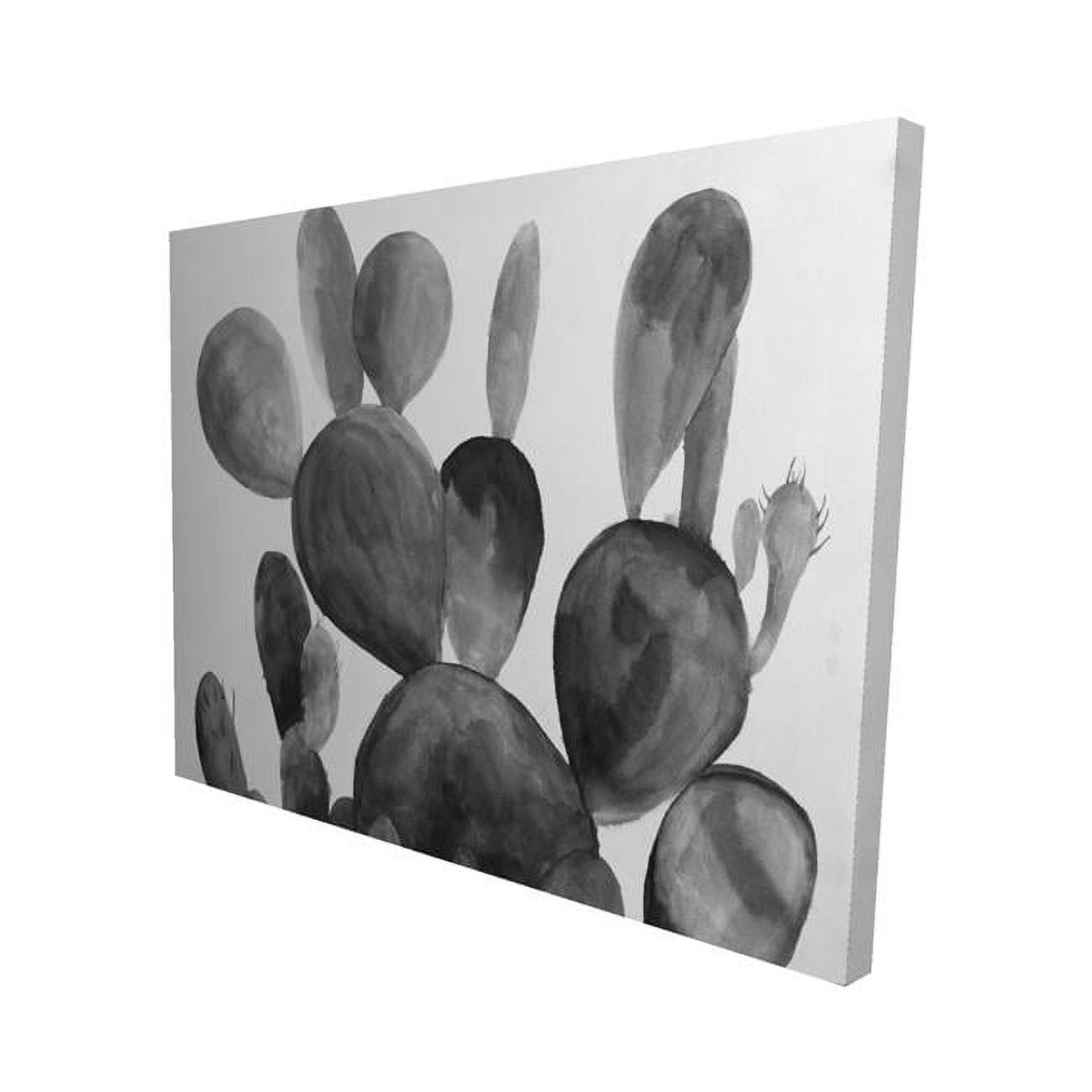 16 x 20 in. Greyscale Paddle Cactus Plant-Print on Canvas