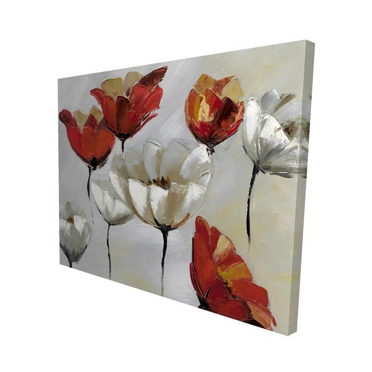 16 x 20 in. Abstract Red & White Flowers-Print on Canvas