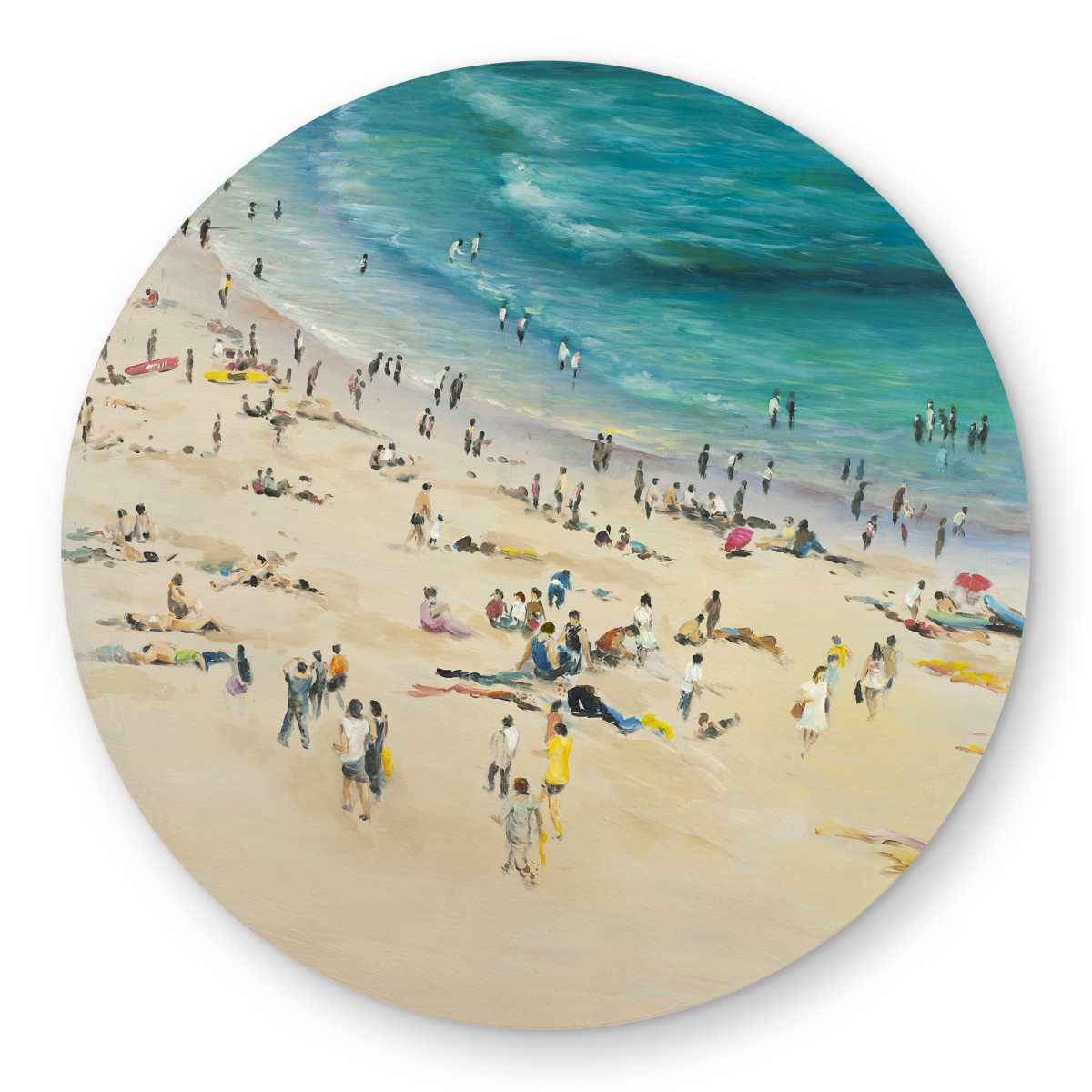 C1COAR55KZNHD4 5 x 5 ft. Waves Figurative Round Outdoor Rug - Summer Beach Decor