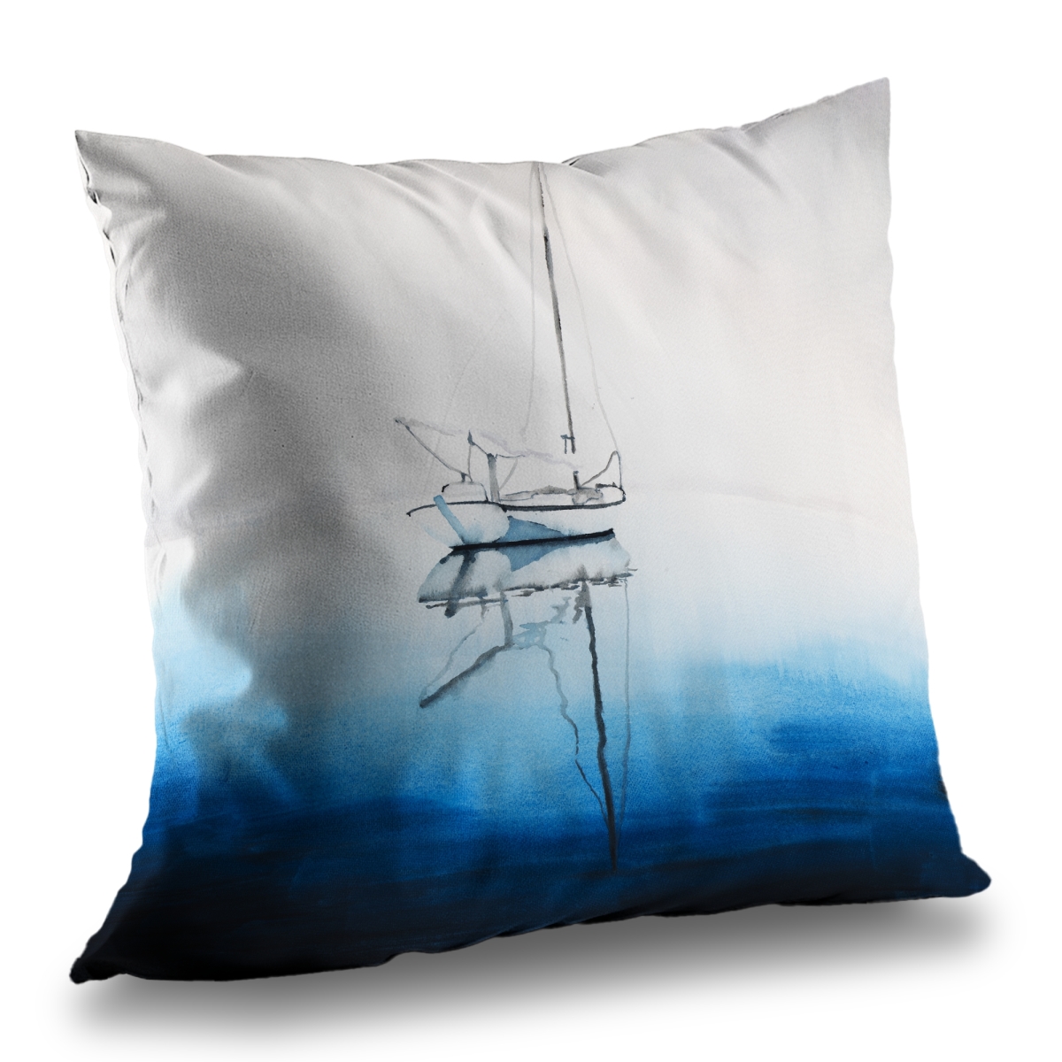 C1PC1414K7VY4C 14 x 14 in. White Boat on Deep Blue Water - Scenic Poly Twill Throw