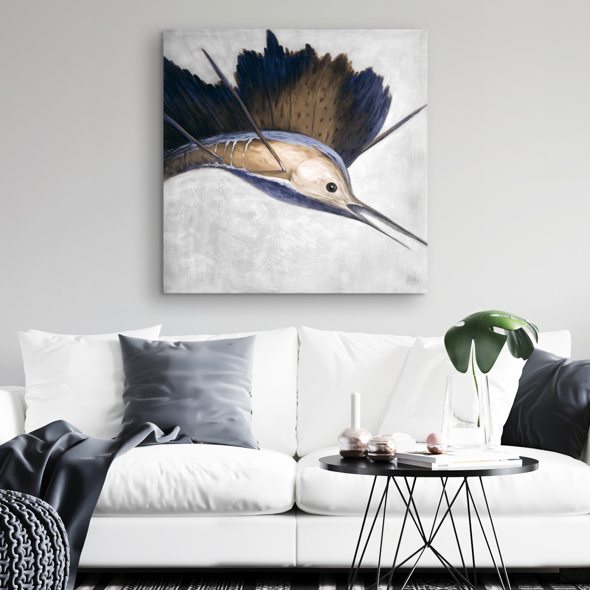 C1RC32325YTHBA 32 x 32 in. Abstract Swordfish Canvas - Wildlife Animals Home Decor