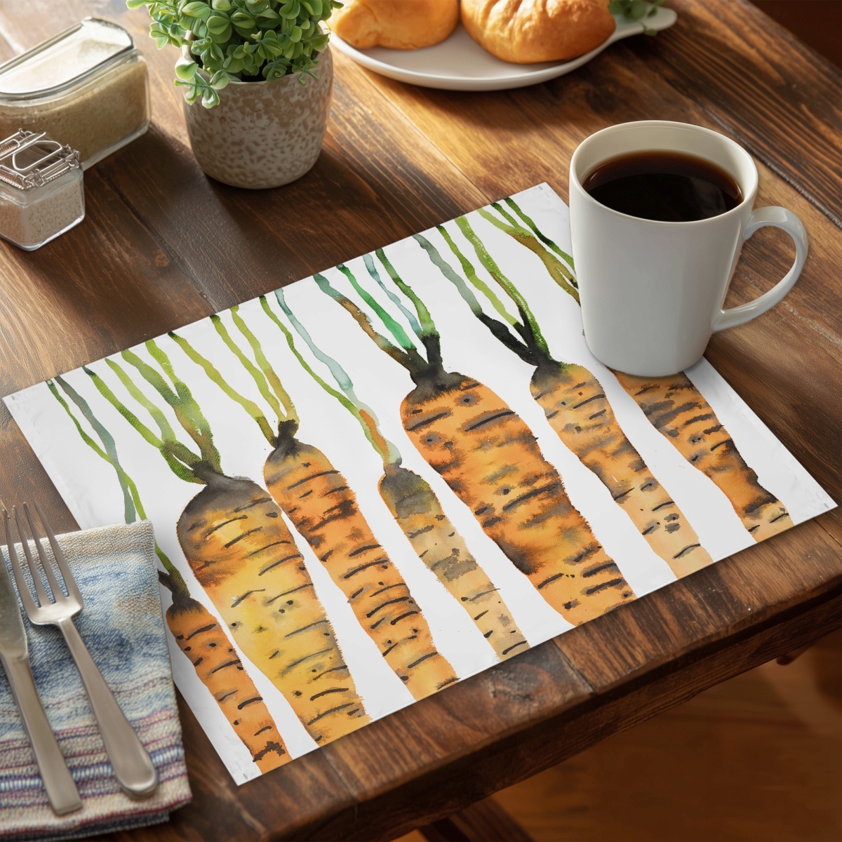 Picture of Begin Home Decor C4PP1418GFEA4W 14 x 18 in. Watercolor Carrots Polyester Placemat - Home Decor Accent - Set of 4