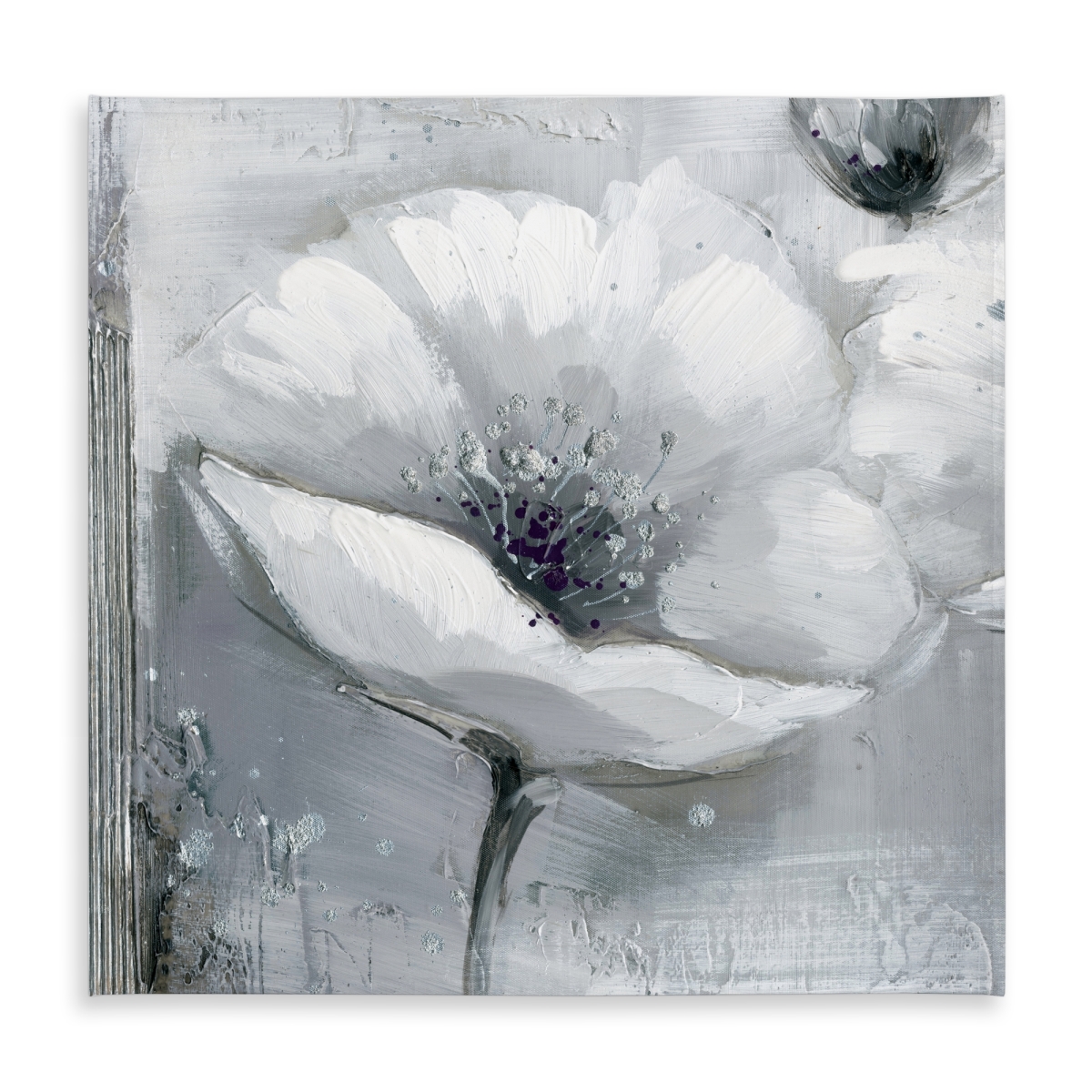 Picture of Begin Home Decor C1TC5858WIZM6I 58 x 58 in. Grayscale Flowers Tablecloth - Modern Indoor Outdoor Decor