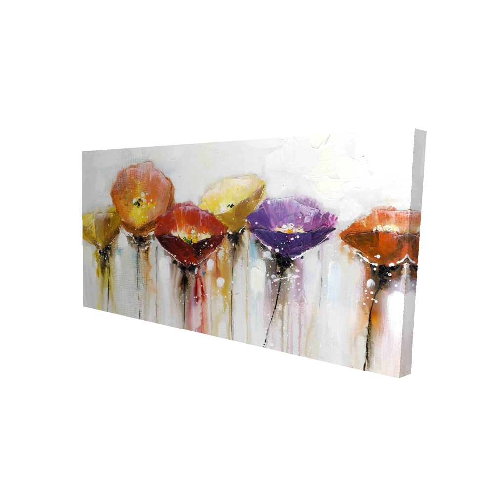 2080-2448-FL47 24 x 48 in. Multiple Colorful Abstract Flowers - Red Canvas Home Decor