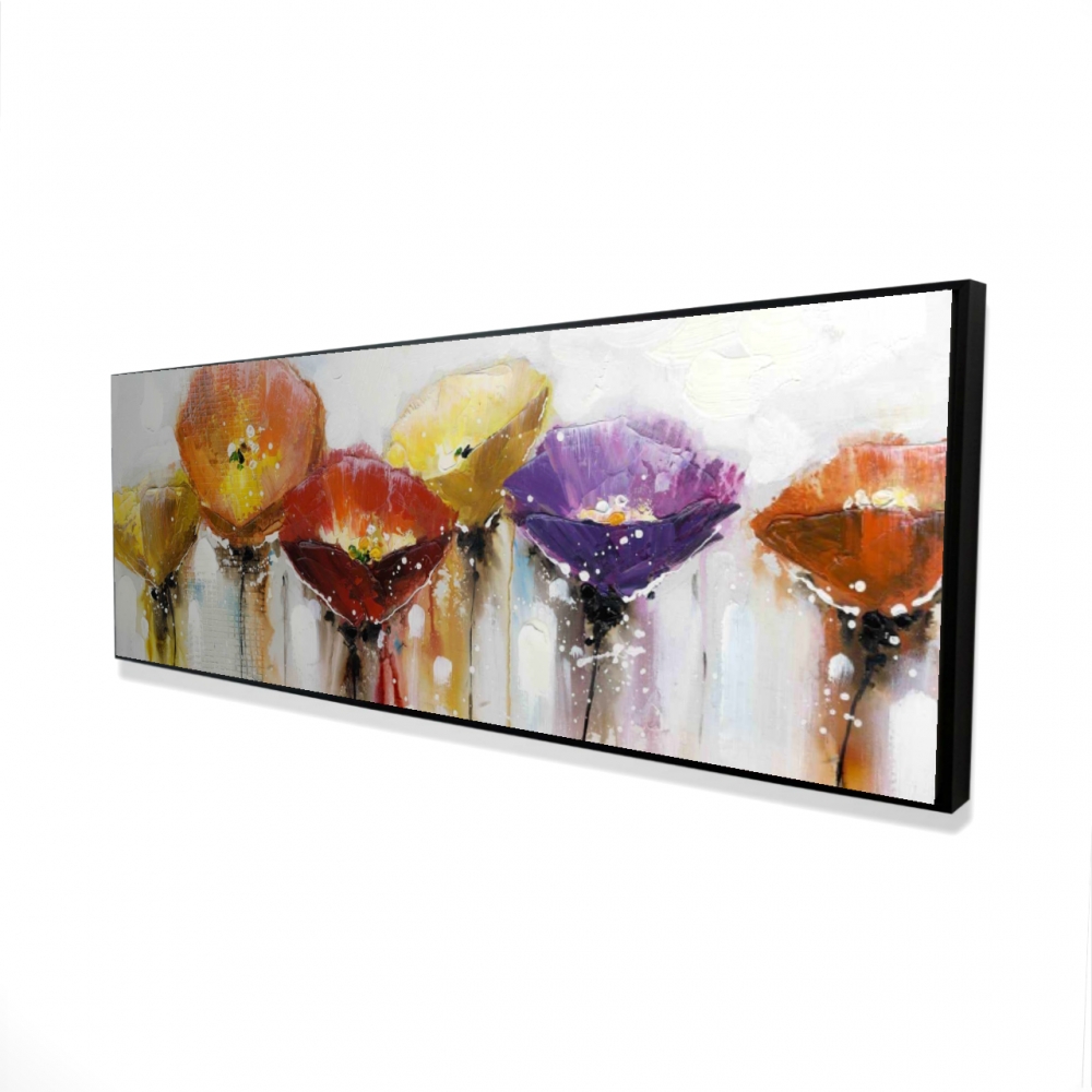 2081-2060-FL47 20 x 60 in. Multiple Colorful Abstract Flowers - Botanical Canvas Art