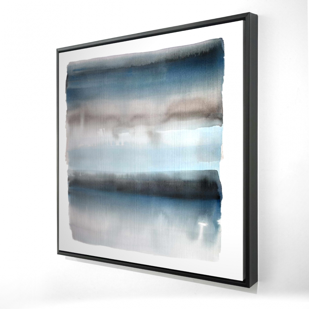 2081-3636-AB58 36 x 36 in. Blue Stripes - Beige Pattern Framed Canvas for Home Decor