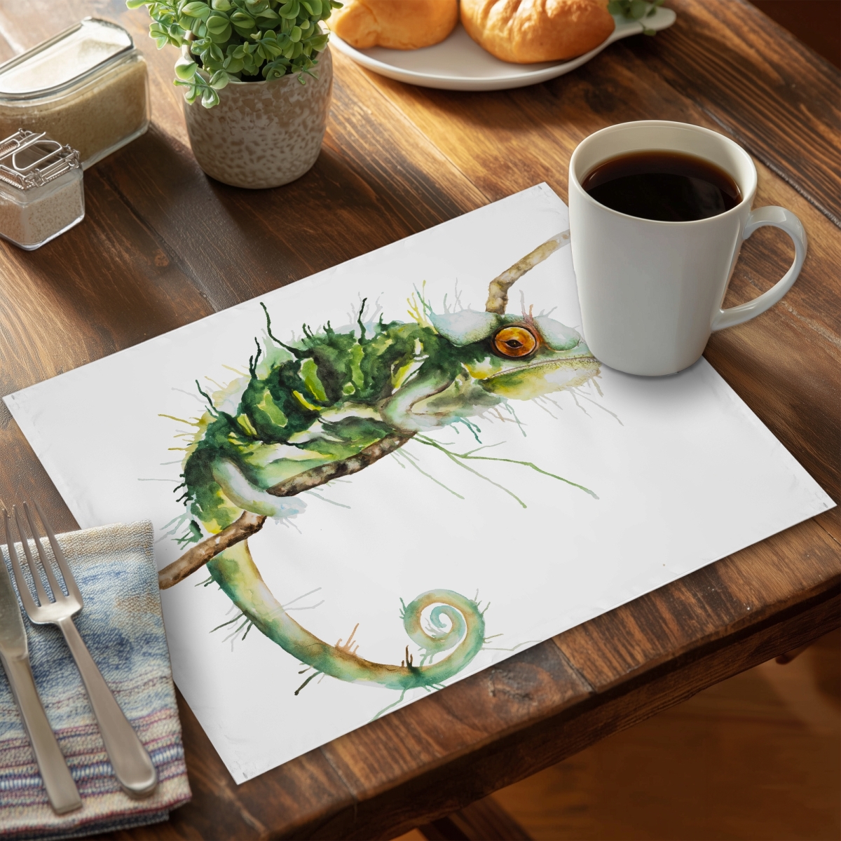 Picture of Begin Home Decor C4PP14181495QY 14 x 18 in. Chameleon on the Lookout - Polyester Placemat for Home Decor - Set of 4