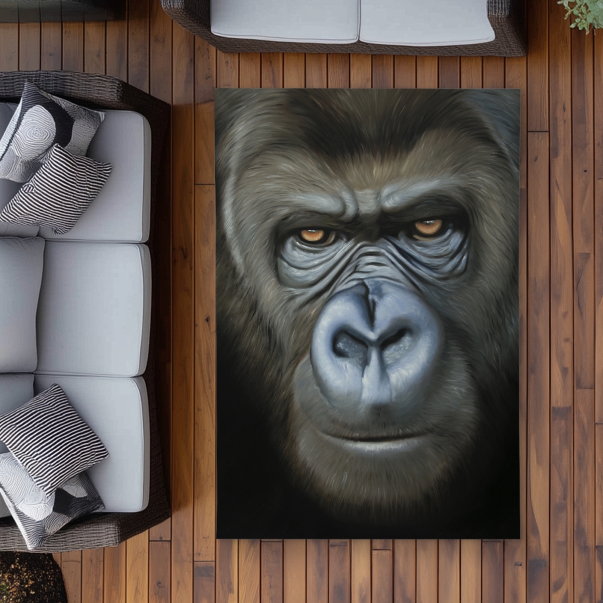 C1ROAR46WP5Y85 4 x 6 ft. Gorilla Face Rug - Hyperrealist Animals Outdoor Decor Rug - Rectangle