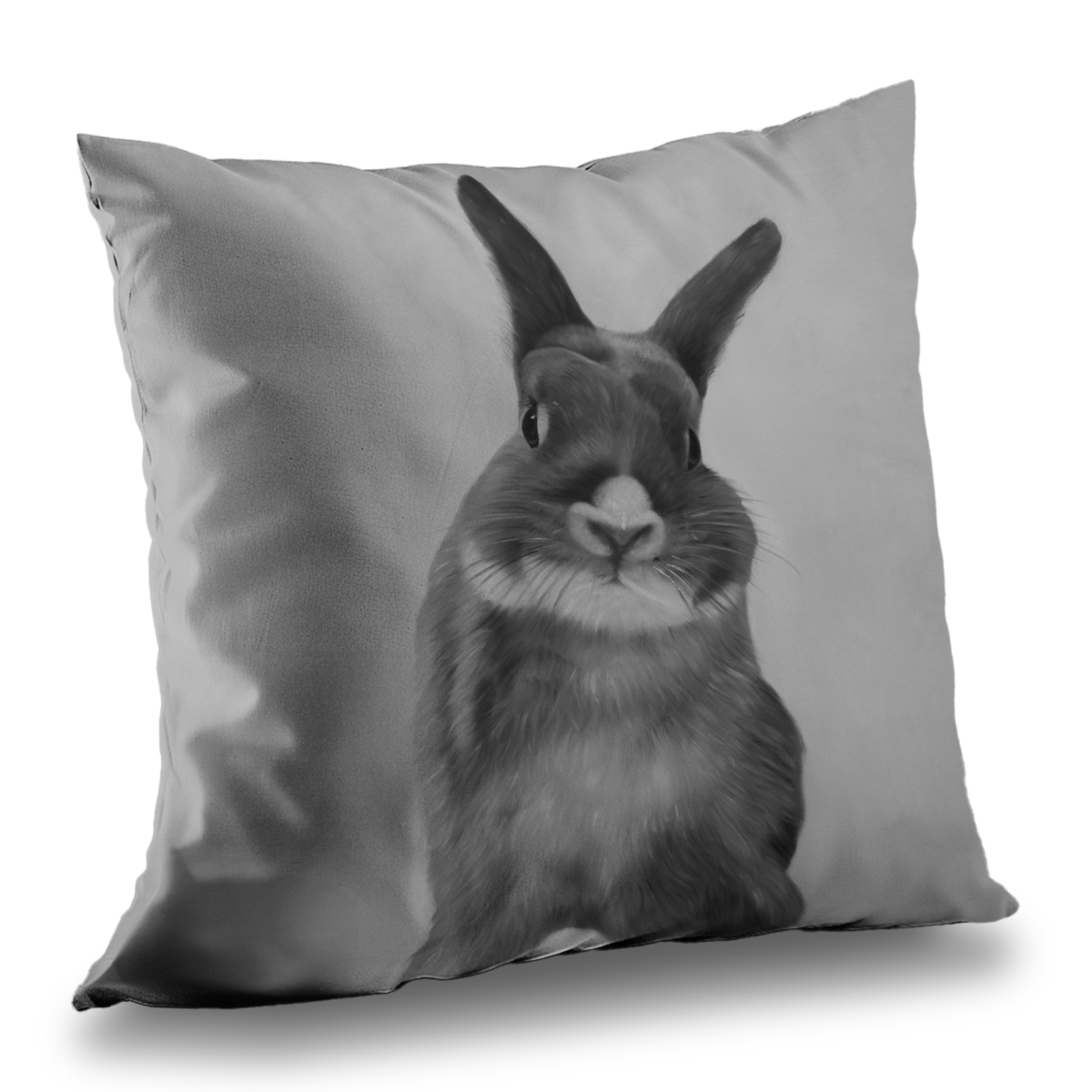 C1PC1414XO3ASZ 14 x 14 in. Funny Gray Rabbit - White Animals Poly Twill Throw for Decor