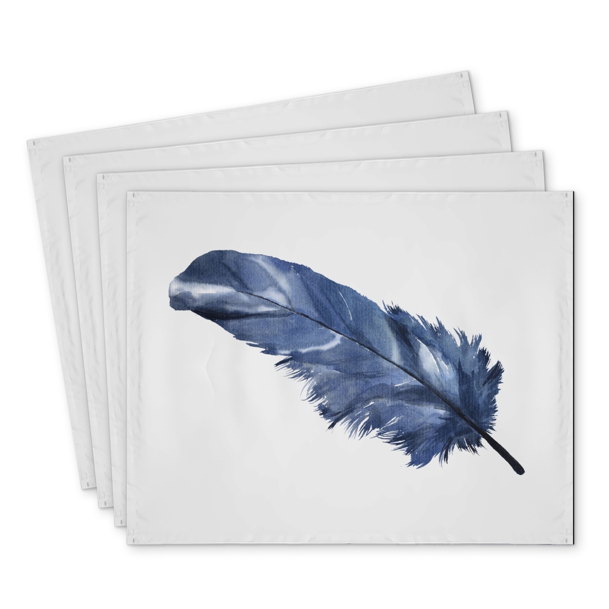 Picture of Begin Home Decor C4PP141803MOCR 14 x 18 in. Blue Feather Polyester Placemat - Stylish Home Decor Accent - Set of 4
