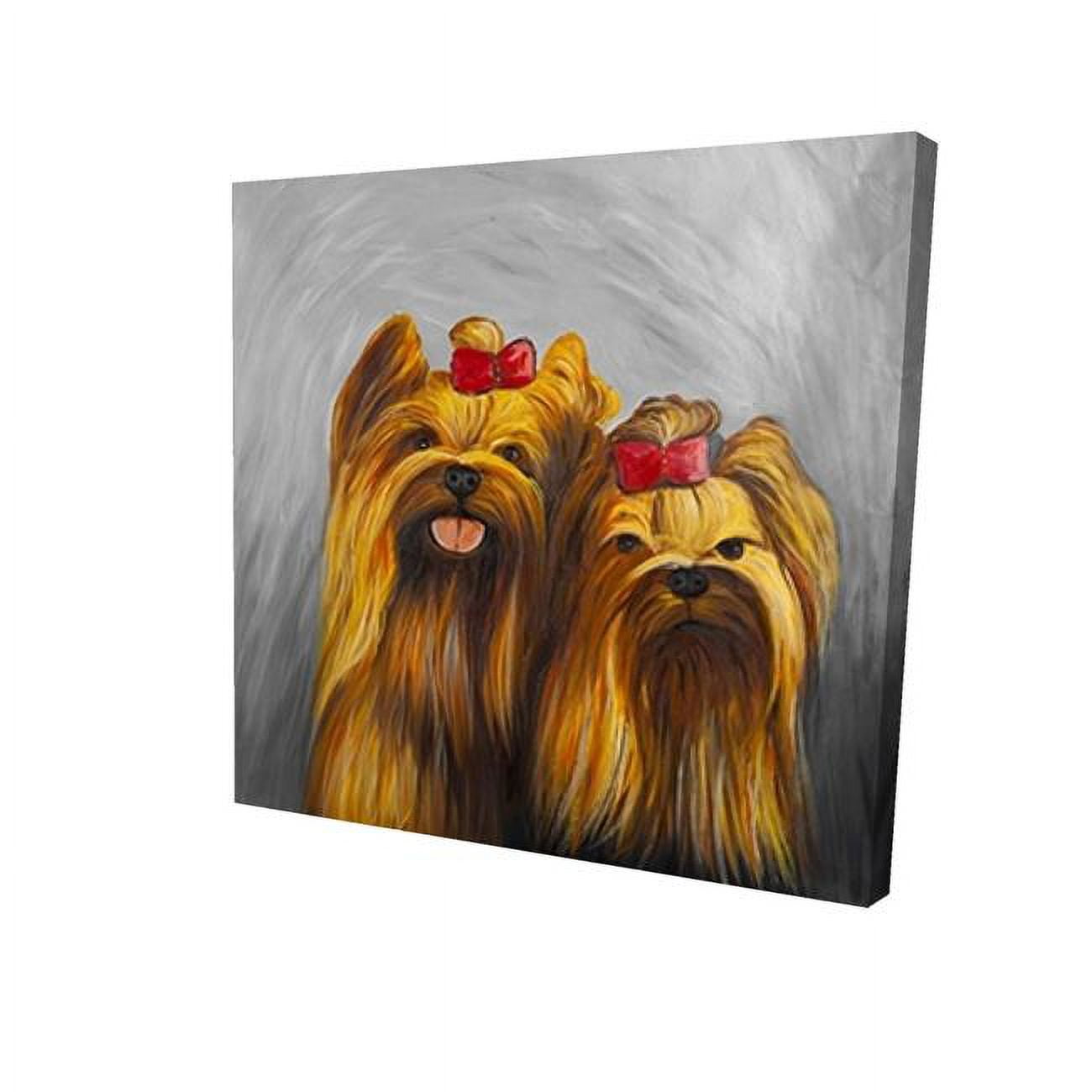 32 x 32 in. Two Dogs with Bow Tie on Grey Background-Print on Canvas