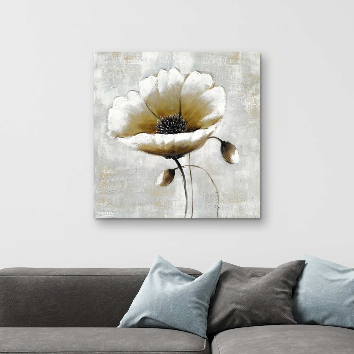 C1RC3232XT9KIR 32 x 32 in. Modern Beige Flower - Beige Floral Canvas for Home Decor