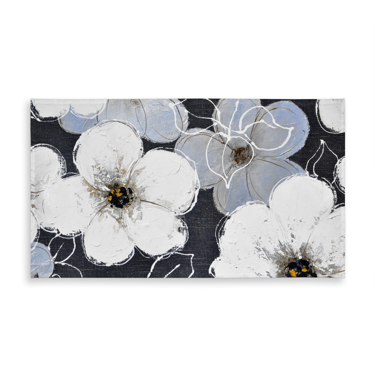 Picture of Begin Home Decor C1TCLRGE2KTKSW 58 x 102 in. White Flowers with Leaves Outlines Tablecloth - Contemporary Decor