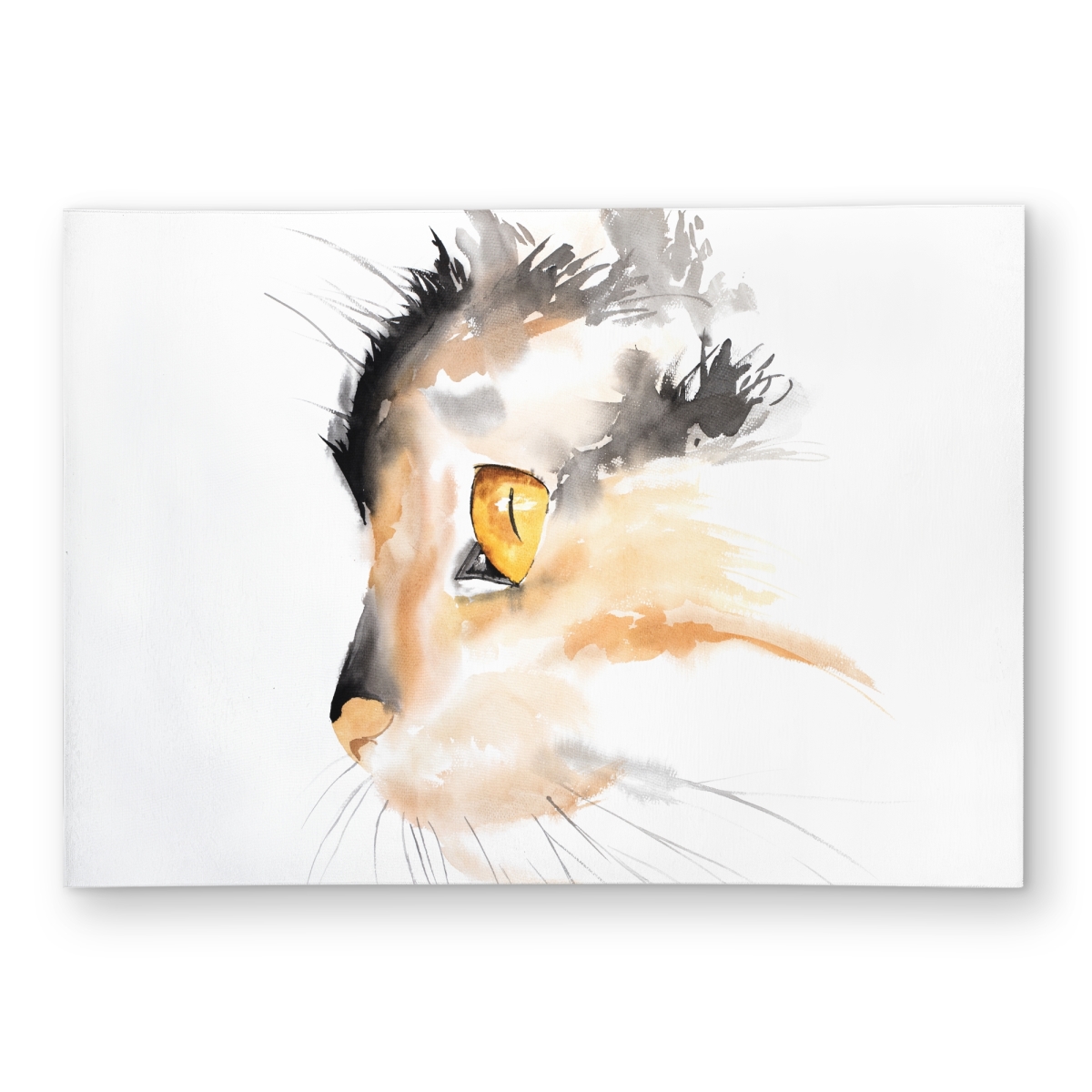 C1ROAR57QO7GKN 5 x 7 ft. Watercolor Cat Face Profile Rug - Black Bedroom Outdoor Decor - Rectangle