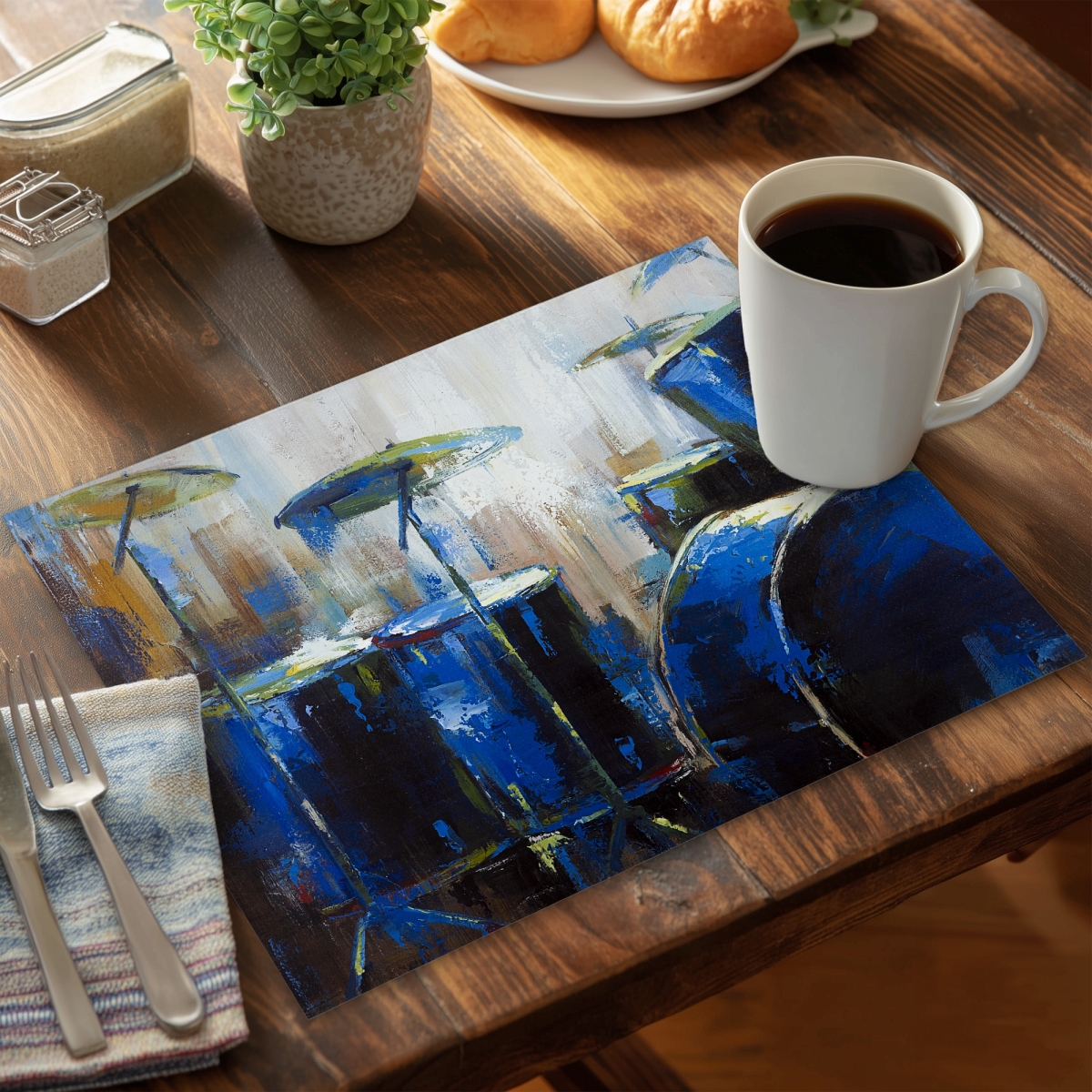 Picture of Begin Home Decor C4PP1418I24SX5 14 x 18 in. Abstract Drums Polyester Placemat - Stylish Home Decor - Set of 4