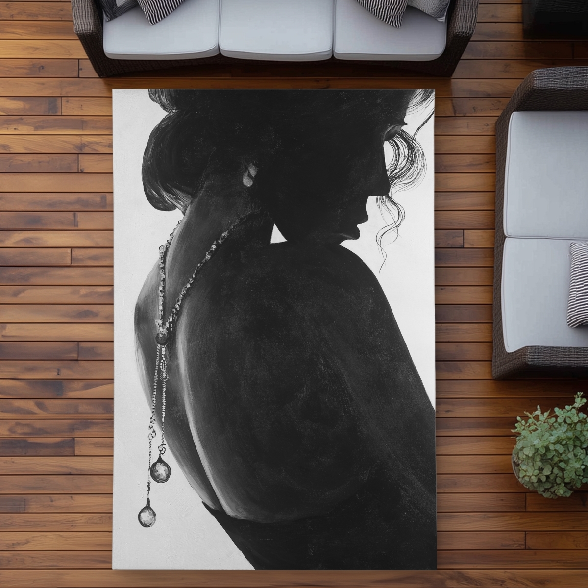 C1ROAR57E6L5IL 5 x 7 ft. Chic Woman with Jewels - Beauty Fashion Outdoor Area Rug - Rectangle
