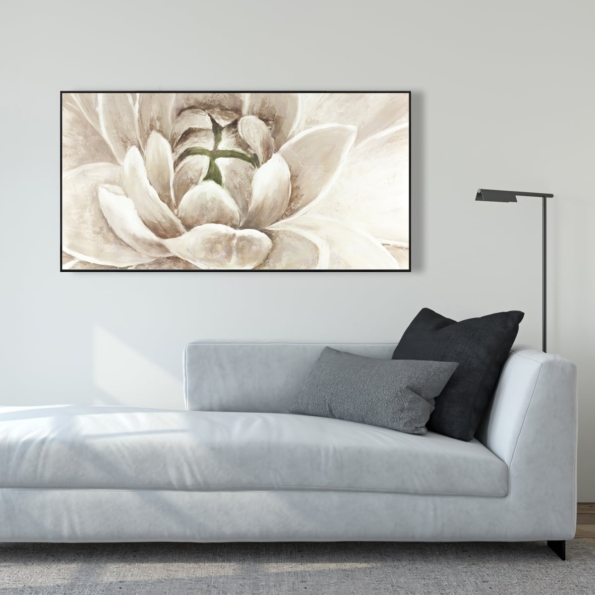 C1FC2448N4EDZB 24 x 48 in. Delicate Chrysanthemum - Framed Botanical Canvas for Bedroom Decor