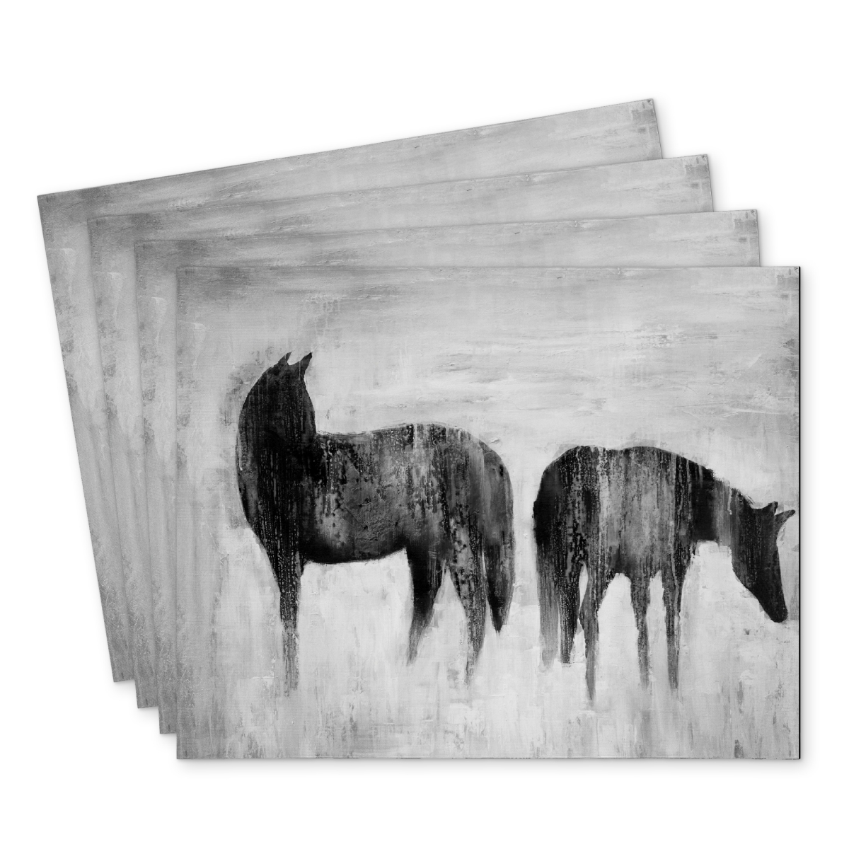 Picture of Begin Home Decor C4PP141899EHKY 14 x 18 in. Horses Silhouettes in the Mist - Polyester Placemat for Decor - Set of 4