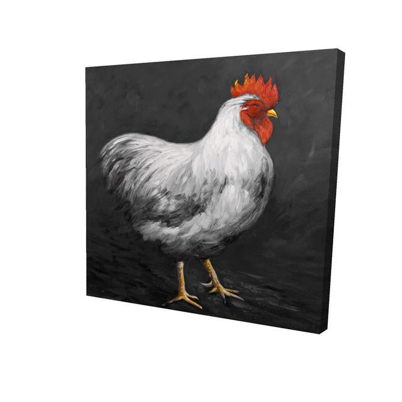 32 x 32 in. Grey Rooster 2-Print on Canvas