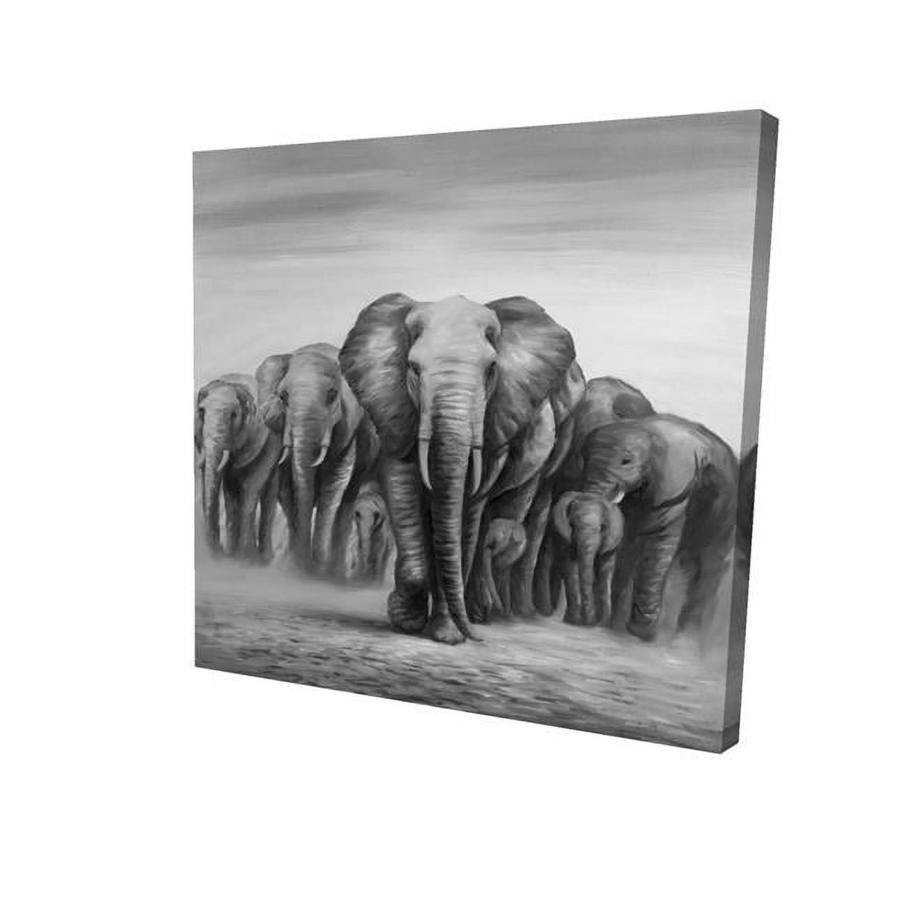32 x 32 in. Herd of Elephants-Print on Canvas