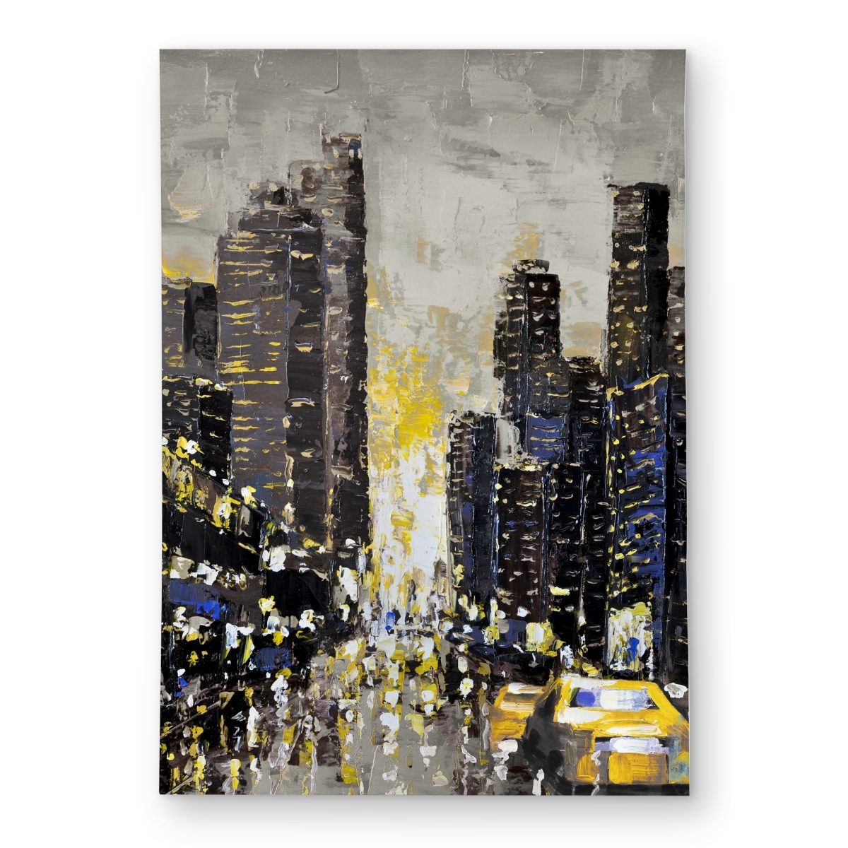 C1ROAR57UNNMKW 5 x 7 ft. Black Cities Outdoor Area Rug - Abstract City with Yellow Taxis - Rectangle