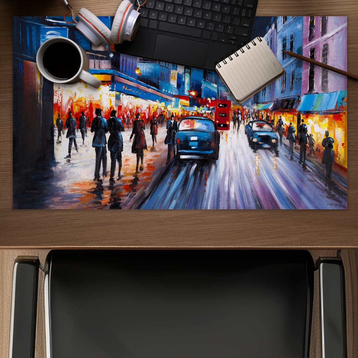 C1DM1424FH3ZU5 14 x 24 in. Cabaret Evening - Street Scenery Gaming Mat for Home Decor
