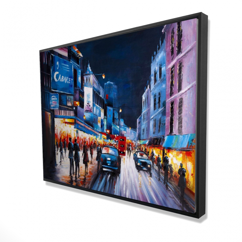 2081-3648-CI182 36 x 48 in. Cabaret Evening - Car Orange Framed Canvas for Home Decor