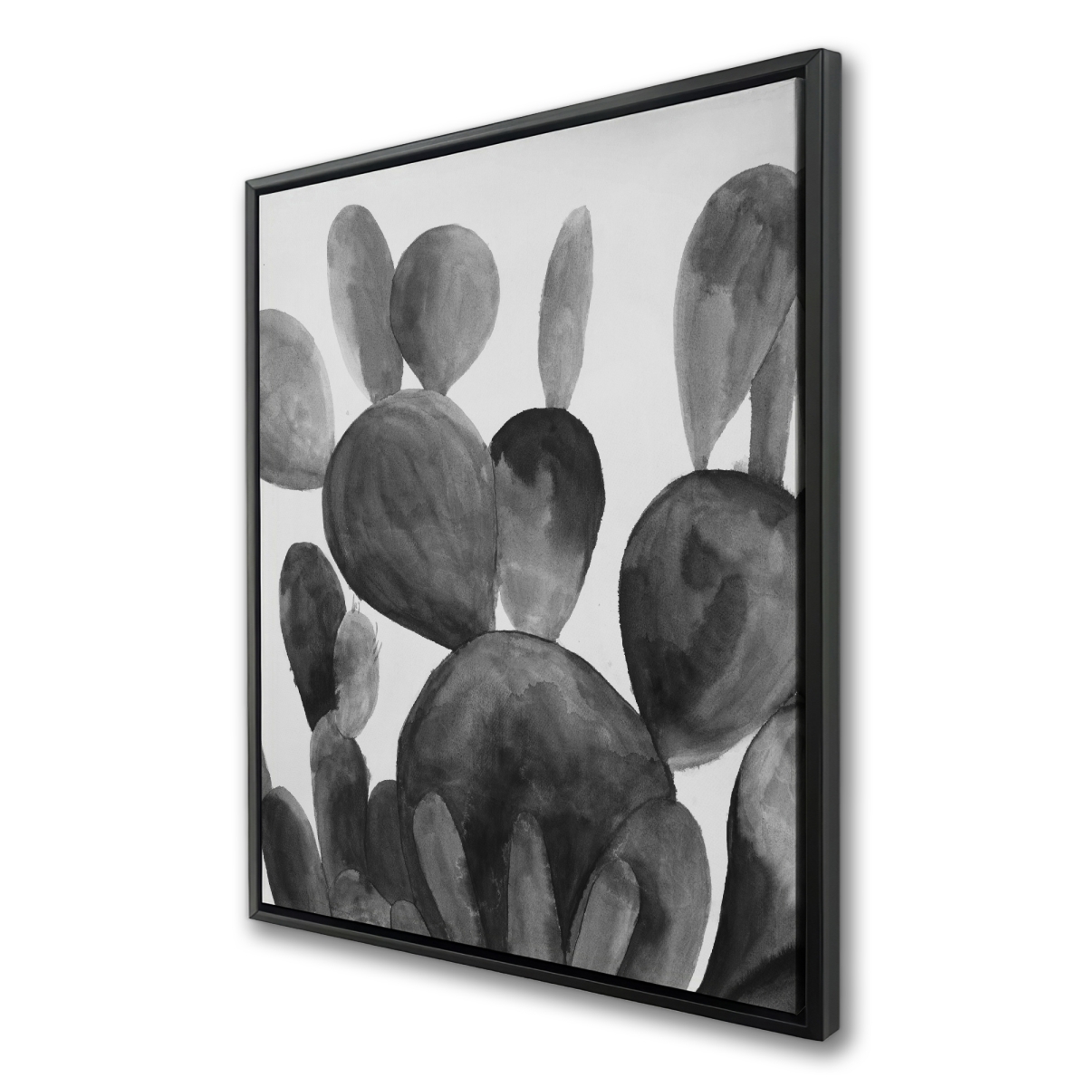 C1FC3648DX1PNK 36 x 48 in. Grayscale Paddle Cactus Plant - Beige Framed Canvas Decor