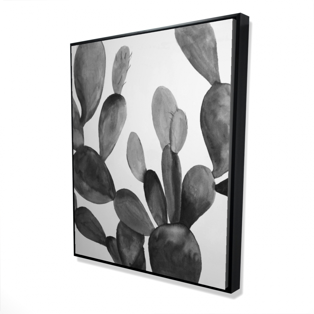 2081-6048-FL288 48 x 60 in. Grayscale Cactus - Floral Black & White Framed Canvas Decor