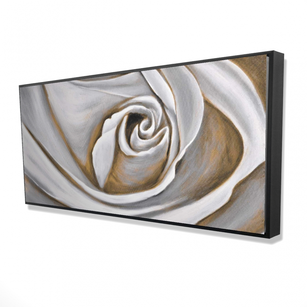2081-2448-FL11 24 x 48 in. White Rose Closeup - Romantic Framed Canvas for Home Decor