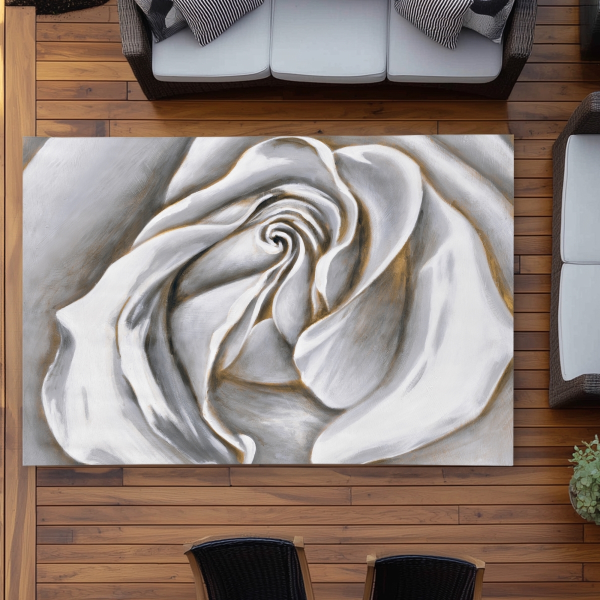C1ROAR5722PO9A 5 x 7 ft. White Rose Delicate - Gray Contemporary Outdoor Area Rug - Rectangle