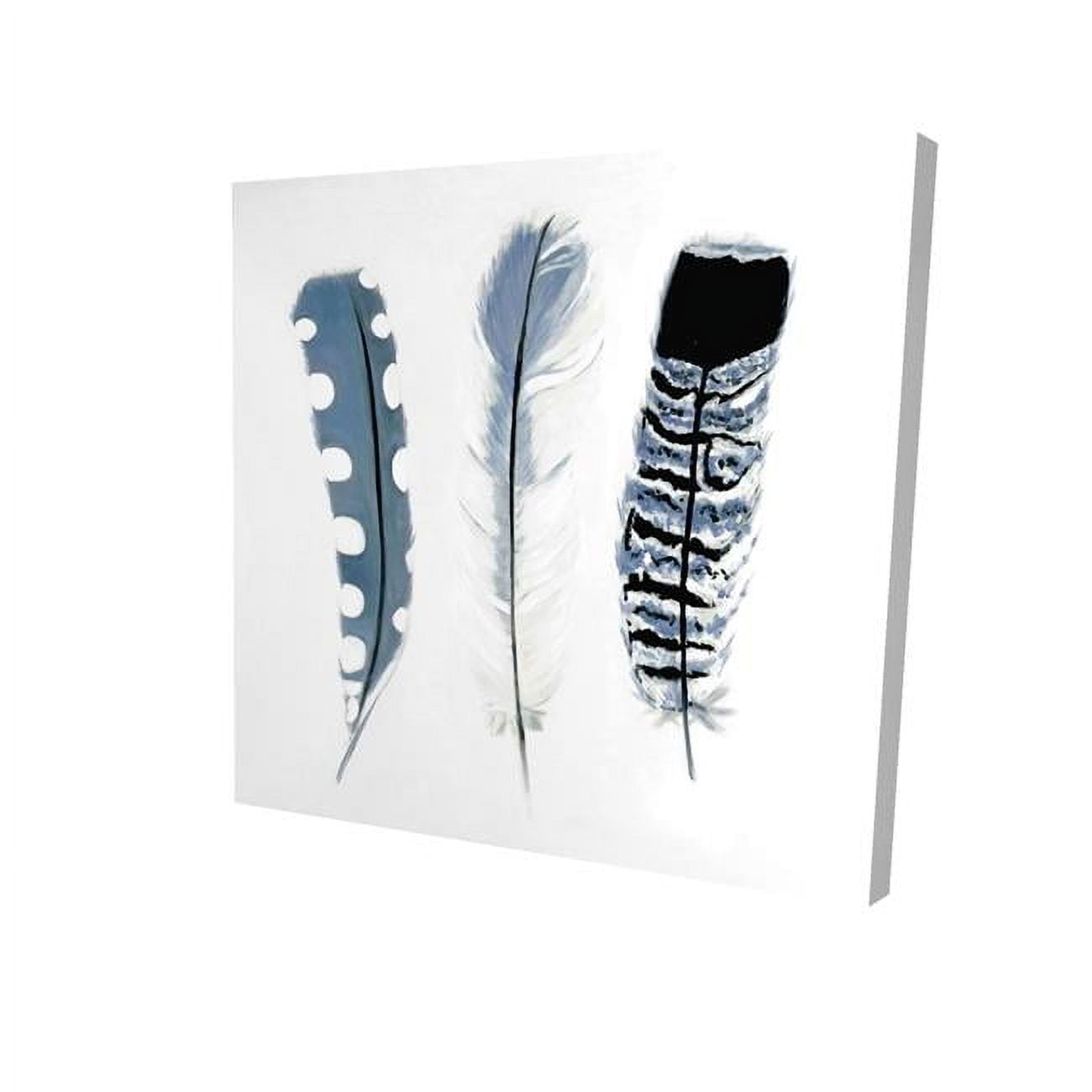 32 x 32 in. Delicate Blue Feathers-Print on Canvas