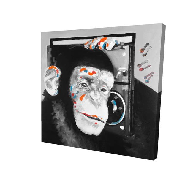 32 x 32 in. Monkey Listening to Radio-Print on Canvas