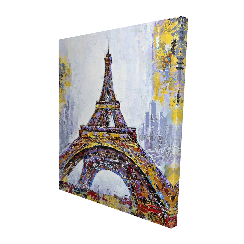 2080-6048-CI46 48 x 60 in. Abstract Paint Splash Eiffel Tower - Office Building Canvas