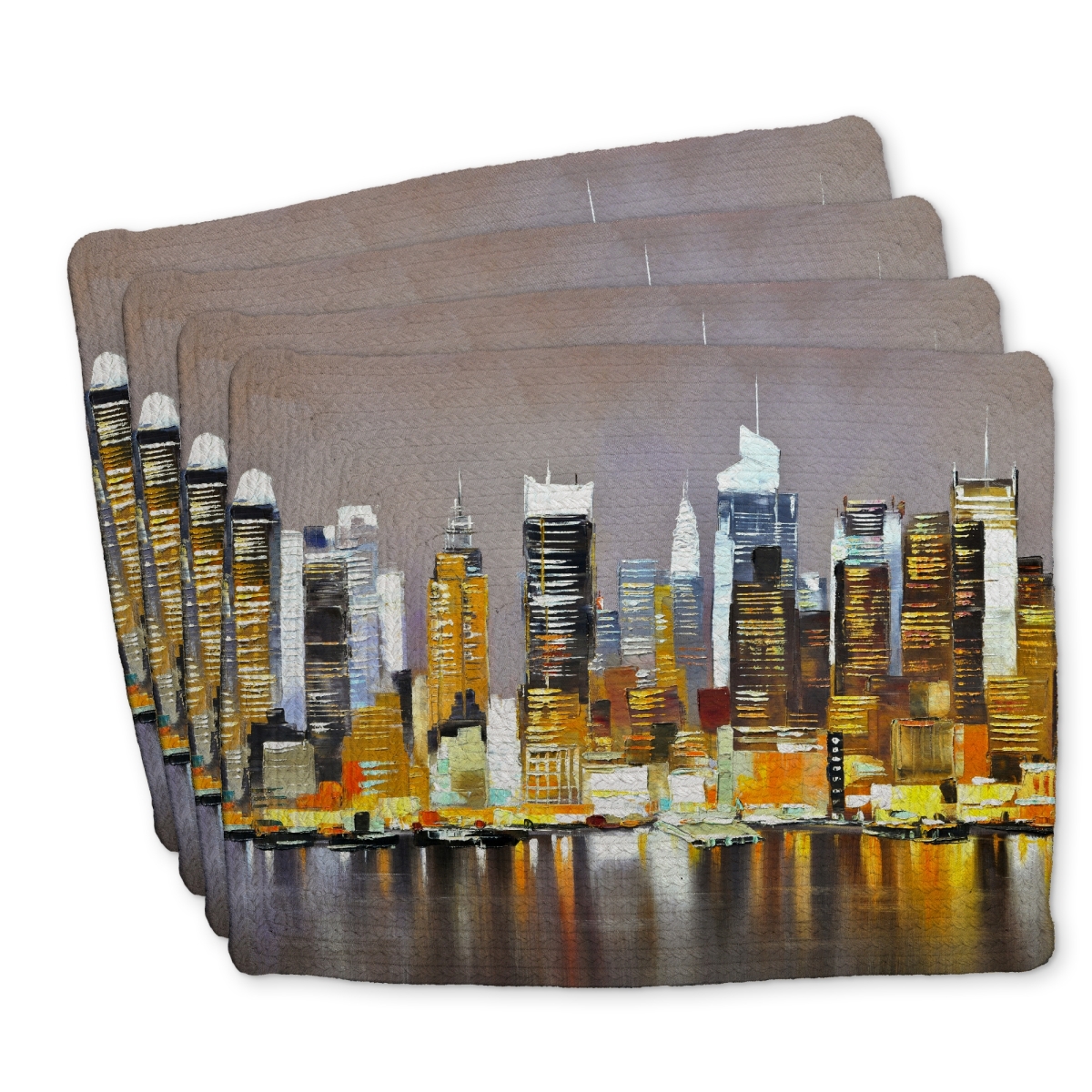 Picture of Begin Home Decor C4BP141845N3NA 14 x 18 in. Texturized Skyscrapers By Night - Braided Polyester Placemat - Set of 4