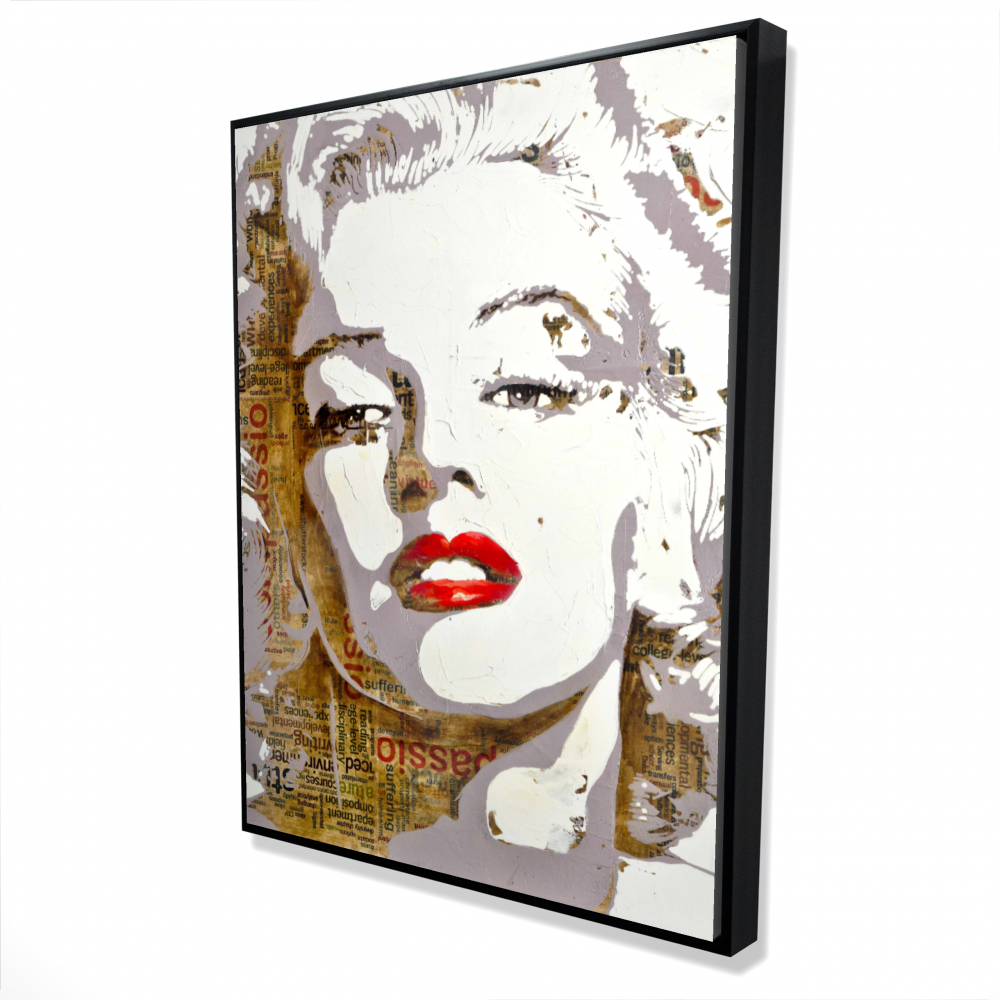 2081-4836-FI2 36 x 48 in. Marilyn Monroe Typography Red Retro Framed Canvas Decor